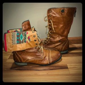 Cute Cognac Flip Combat Boot!